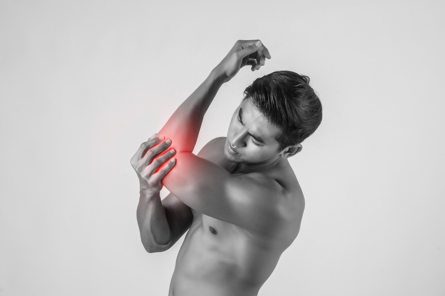 Elbow pain affecting the joint, inner or outer elbow due to overuse or injury