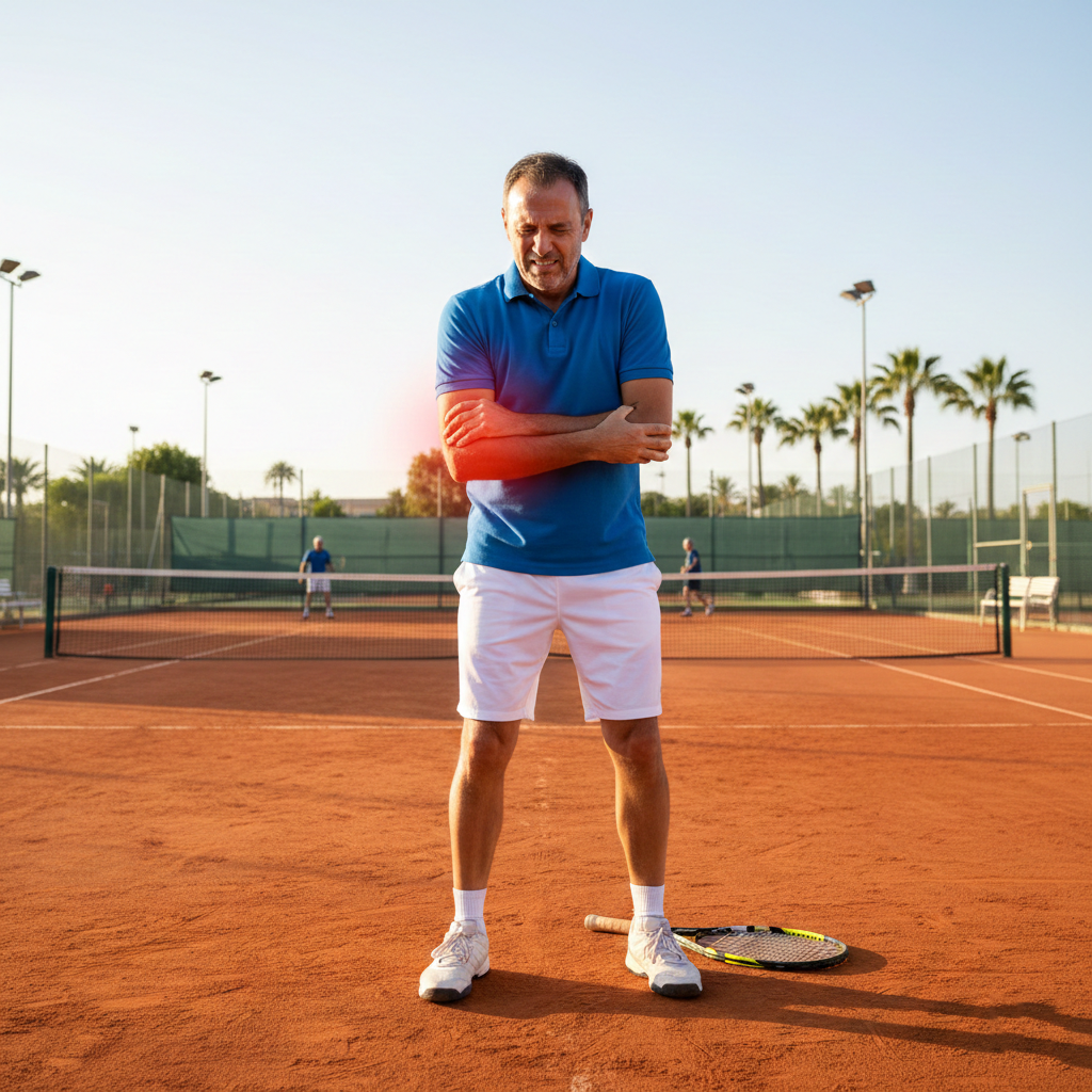 Tennis elbow causing outer elbow pain and tendon degeneration