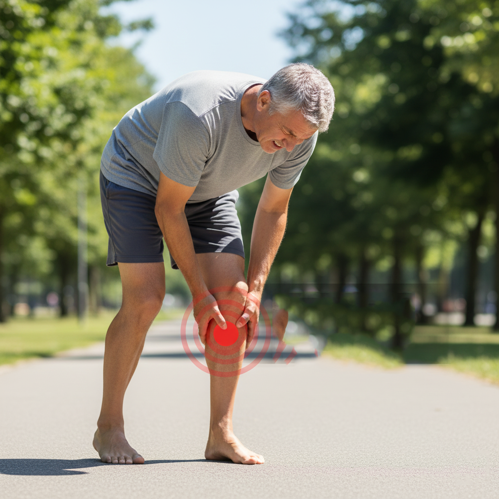 Osteoarthritis causing cartilage breakdown, joint pain, and reduced mobility